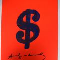Dessin au feutre d'A. Warhol : Dollar signé sur papier cartonné orange