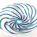 Grande coupe Murano par Seguso avec filets bleus et verts, signée