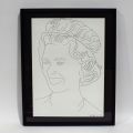 Portrait de Queen Elisabeth par A. Warhol : dessin signé et encadré