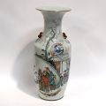 Large Chinese porcelain vase with red Noh dog head