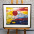 Sunset" gouache signed by the artist Josy Klein (1924), 38x48 cm