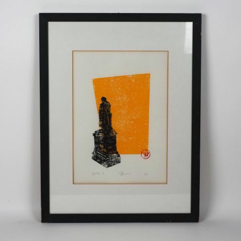 Lithographie signée de H.A. Schult, inspirée de Goethe, 1939, 40 x 28,5 cm