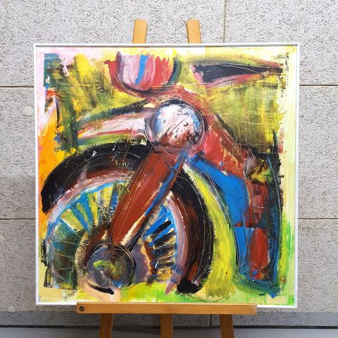 Di Paoli Sergio (1970) : Composition, Huile sur toile, 80 x 80 cm, Cadre signé