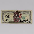 5-dollar bill illustrated by J-M Basquiat, Crane & Crown designed replica