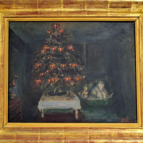 Henri EBEL (1849-1931), Intérieur au sapin de Noël, 1929