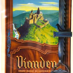 Affiche touristique vintage : "VIANDEN. Grand-Duché de Luxembourg. Cité Médiévale" (années 30)
