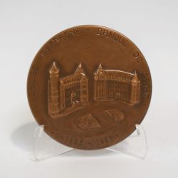 Commemorative bronze medal by Charlotte Engels to mark 125 years of the Caisse d'Epargne (1856-1981)