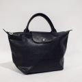 LONGCHAMP, Sac à main cuir bleu ancien sombre, 24 cm