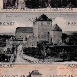 3 cartes postales du château de Mersch par E. Hansen, 1901 et années 20