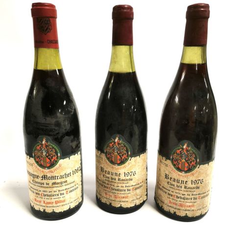 Ensemble de bouteilles de Bourgogne : Chassagne-Montrachet et Beaune, millésimes prestigieux