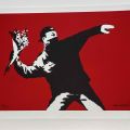 Numbered silkscreen by Banksy: "Love is in the air", certified edition