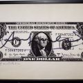 Estampe d'Andy Warhol "One Dollar" signée, numérotée, avec tampons, format 21,5 x 32,5 cm