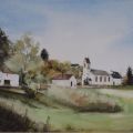 Carlo HAAS (1945) : Village de Tadler, Aquarelle signée, datée 92, 27 x 36 cm