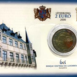 Pièce de 2 euros "Lëtzebuerg" sous plexiglas, édition Banque Centrale Luxembourg