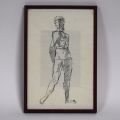 Etude de proportions : Dessin au crayon noir et blanc signé Théo Kerg