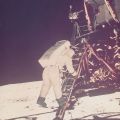 First image of a human on the Moon: Buzz Aldrin, Apollo 11 mission