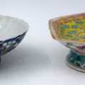 Two blue and yellow enamelled porcelain bowls