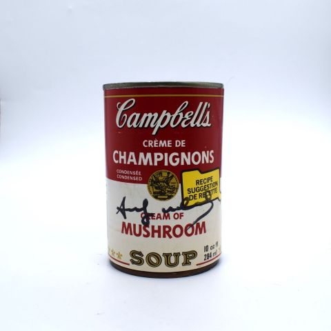 Boîte de conserve Campbell's signée par A. Warhol, œuvre d'art unique
