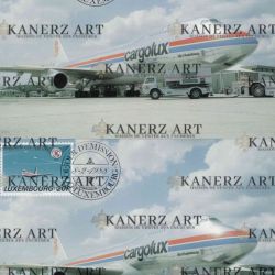 2 CARGOLUX postcards with Eurocontrol stamp and 1st Day postmark