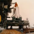 Rare historic photo of space shuttle Endeavour at the launch pad