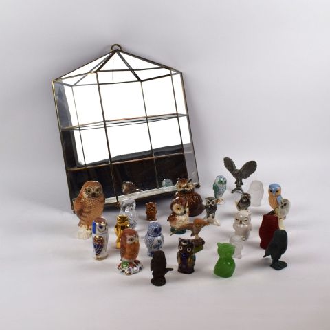 Collection de chouettes Franklin MINT avec vitrine en verre et laiton doré