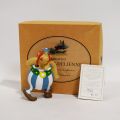 (ASTÉRIX) LEBLON-DELIENNE : Obelix offering flowers (LAS18), figurine from the universe of GOSCINNY & UDERZO, 1995, original box, certificate #3901/5000, height 16 cm