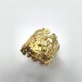 Bague en or 18 carats sculptée, fleurs et cinq diamants brillants, taille 53