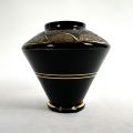 Vase conique années 1920/30 en verre noir avec décor doré