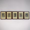 Ensemble de 5 gravures illustrant différents moments de la journée