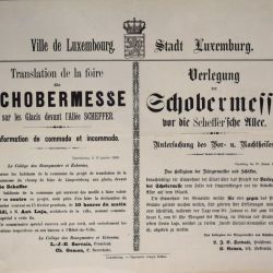 "Translation de la foire Schobermesse au Glacis : Rare affiche bilingue de 1890"