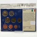 Complete set of 2002 Irish euro coins, uncirculated, with certificate