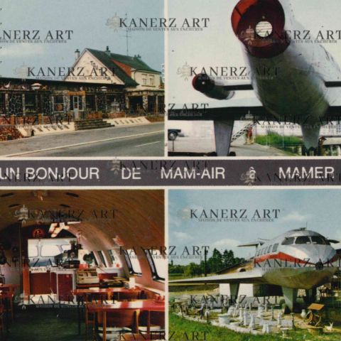 Carte postale vintage : Intérieur d'un avion MAM-AIR dans les années 70