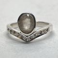 Silver ring set with natural Ceylon sapphire 2.3 ct and 11 diamonds