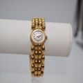 DERMONT - Montre de dame en or jaune, bracelet tank, poids brut : 50.39g