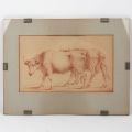 Red chalk drawing of a study of cows, 19th-century French or Dutch school