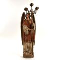 Religiöse Skulptur aus polychromem Terrakotta: Engel mit Leuchter XVIII.
