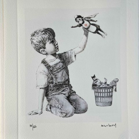 Sérigraphie numérotée de Banksy "Game changer" avec certificat d'édition M Arts