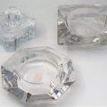 Ensemble de 3 cendriers en cristal : Val Saint Lambert et Sèvres