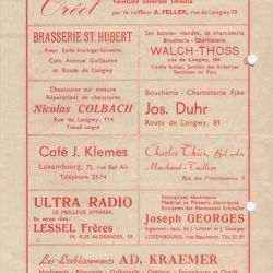 Scoutsfeier 1947 program with commercial advertisements in Luxembourg