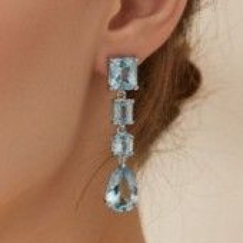 Boucles d'oreilles en argent 925 avec topazes bleues, élégant et lumineux à porter