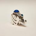 Elephant in silver-plated metal and coloured glass, Christofle, height 4 cm