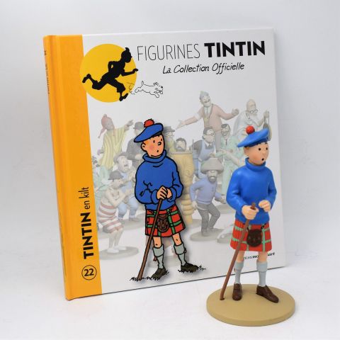 (TINTIN - COLLECTION), #22 , TINTIN en kilt "L'Île Noire", Figurine Résine