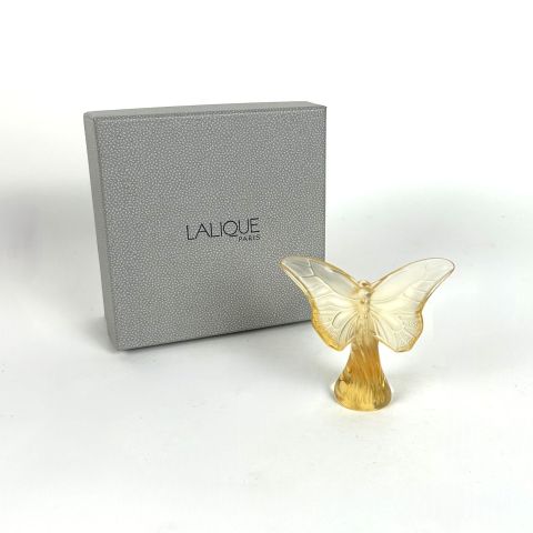 Papillon en cristal Lalique, or, signé, avec certificat et boîte d'origine, 2002