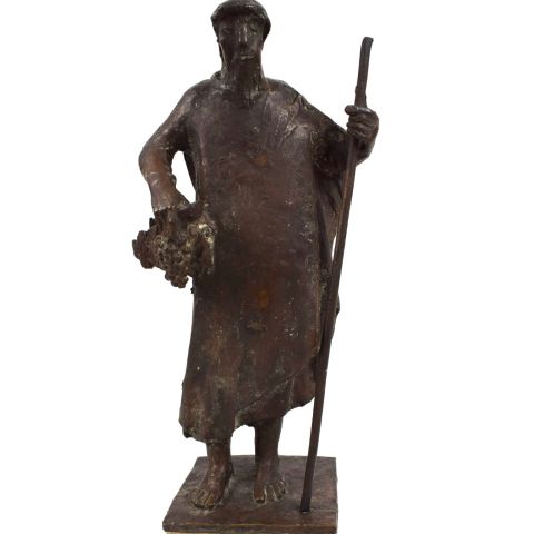 Sculpture en bronze patiné de Saint Urbain par Elmar Dietz