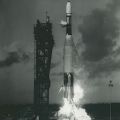Historic NASA rocket takeoff from Cape Kennedy, 1960s, silver print