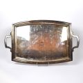 Versilbertes Metalltablett im Art Déco-Stil, Goldschmied Ernest Probst, 61 x 37 cm