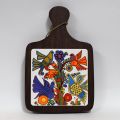 Planche à découper Villeroy & Boch ACAPULCO bois et carreau faïence, années 70