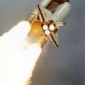 Rare view of the Columbia shuttle liftoff, vintage chromogenic print