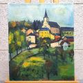 Oil on canvas signed by CLOOS Boy (1928) depicting a Moselle village