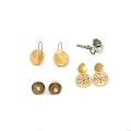 Lot de 3 paires de boucles d'oreilles dorées et un bouton de manchette